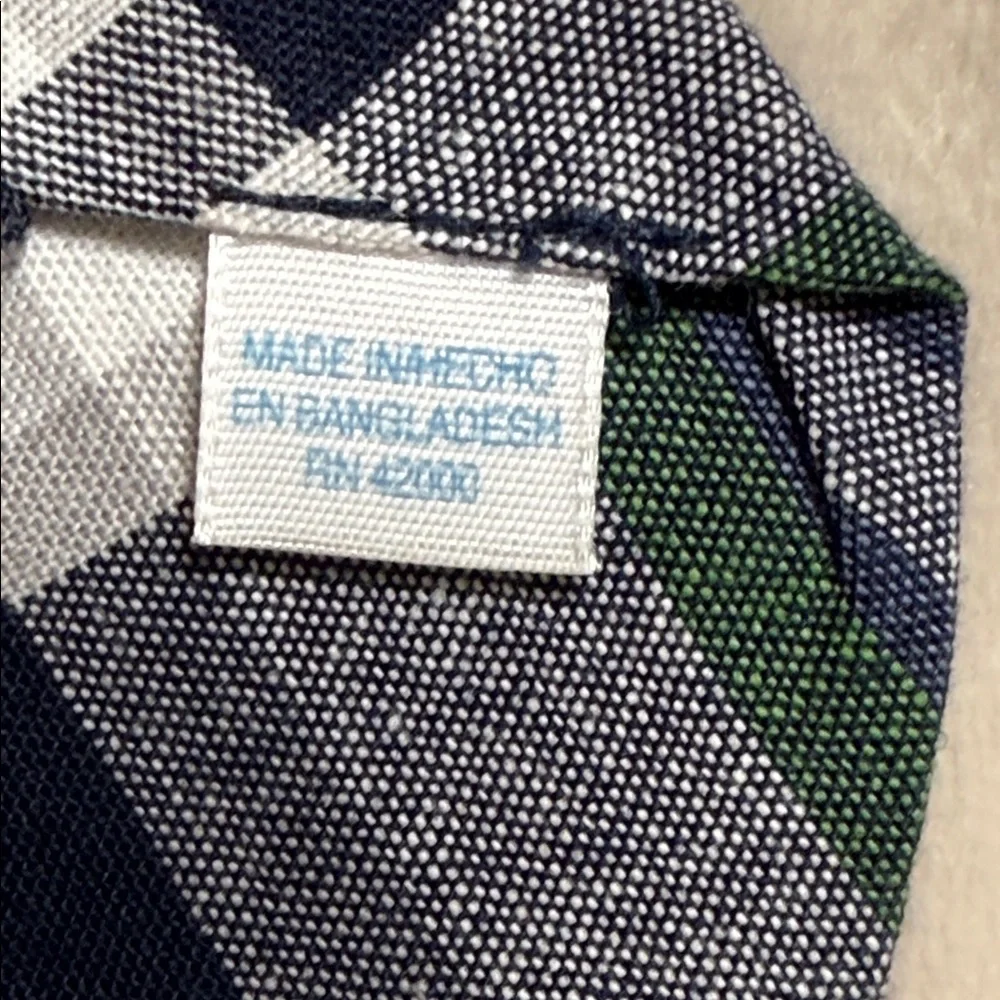 Tie plaid green blue white toddler or baby boy velcro neck adjustable
